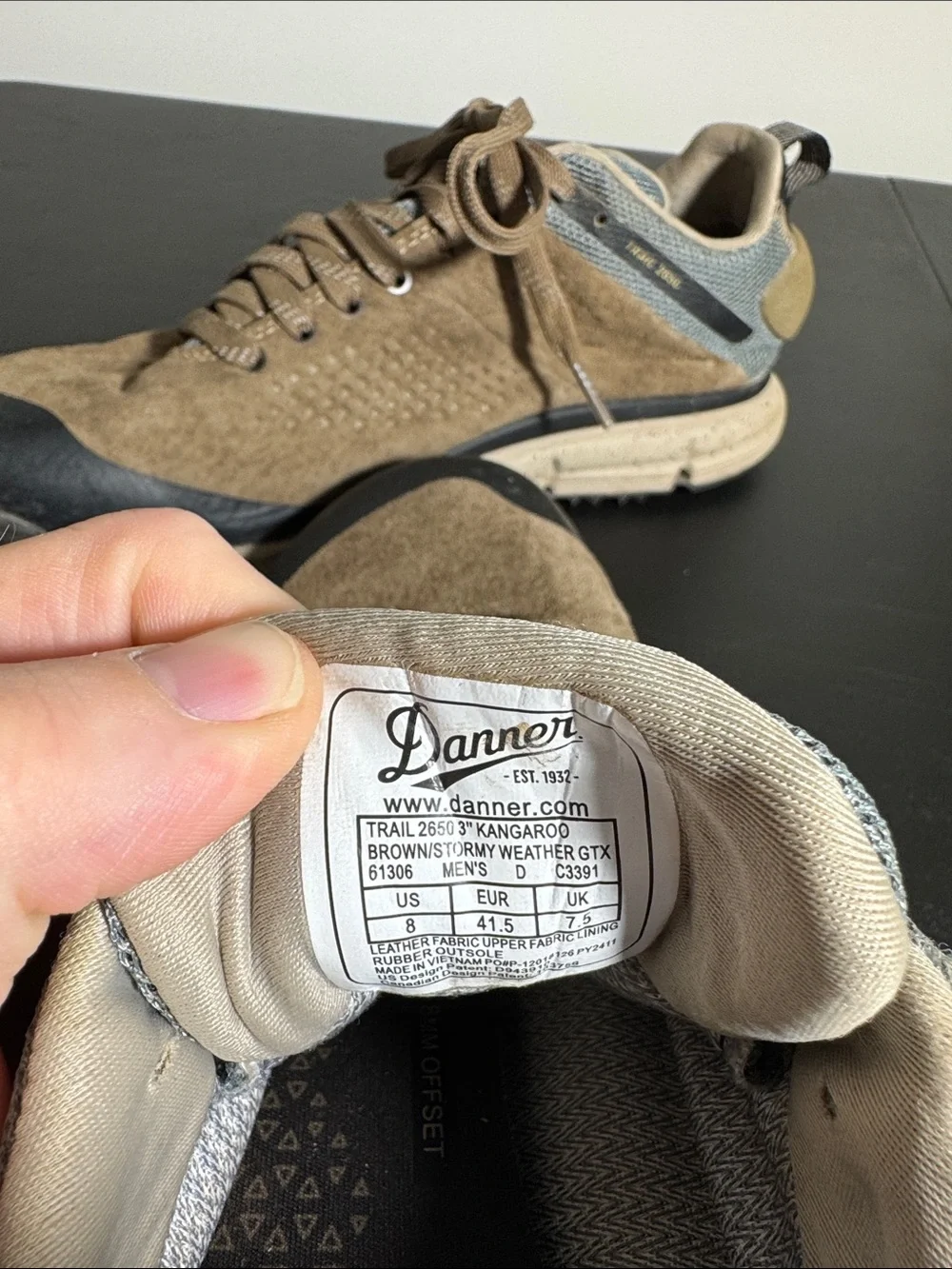 Danner mens 8 D trail 2650 gore-Tex brown stormy weather GTX 3” hiking shoes EUC